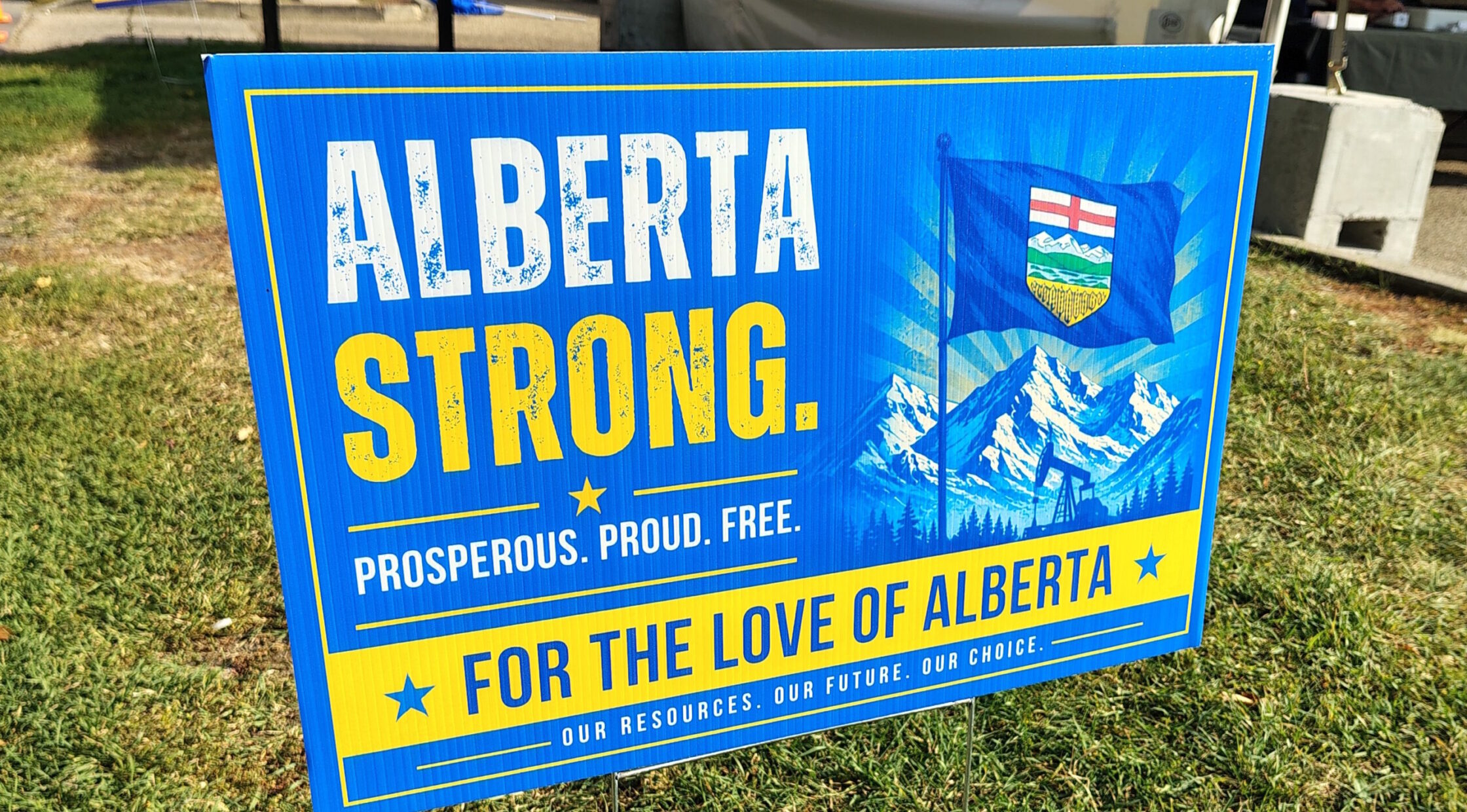 Yuet Man Lee, Alberta Prosperity Project lawn sign near the Legislative Assembly of Alberta, August 29, 2026, CC BY-SA 4.0